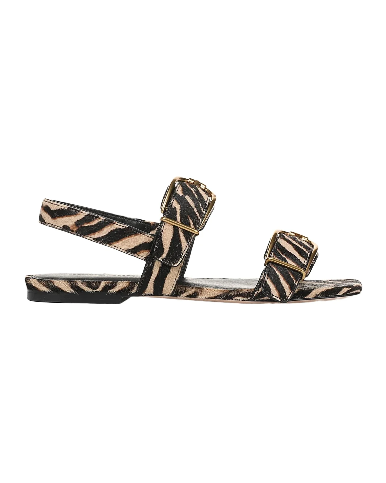 Maglio Zebra Calf Hair Slingback Flat Sandals Maglio Zebra Calf Hair Slingback Flat Sandals