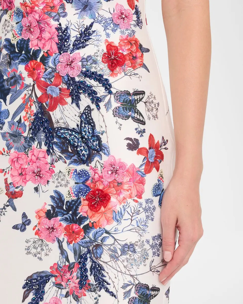 BADGLEY MISCHKA Strapless Floral Placement Midi Sheath Dress | Thumbnail 5 BADGLEY MISCHKA Strapless Floral Placement Midi Sheath Dress | Thumbnail 5