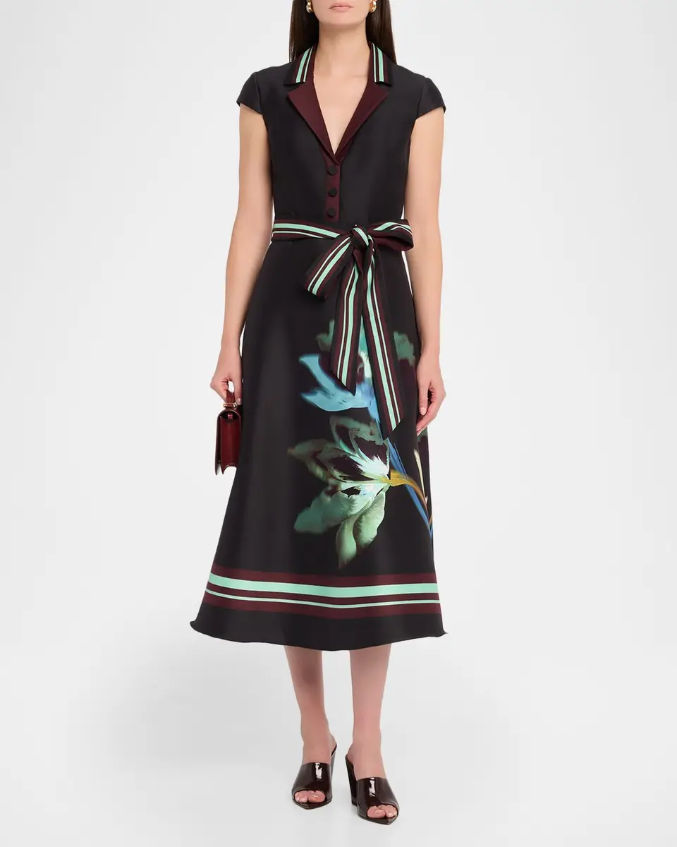 BADGLEY MISCHKA Belted Floral Mikado Midi Dress | Thumbnail 2 BADGLEY MISCHKA Belted Floral Mikado Midi Dress | Thumbnail 2