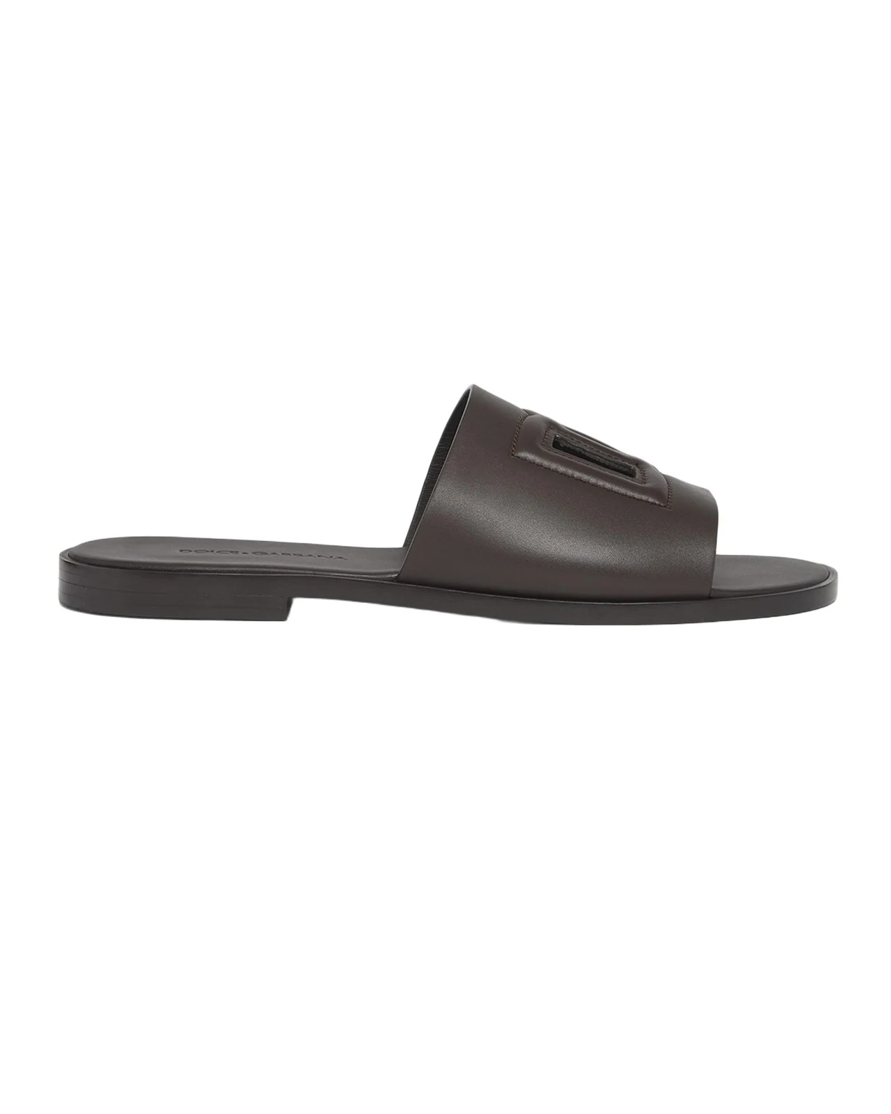 Dolce & Gabbana Men's Calfskin DG Logo Slide Sandals