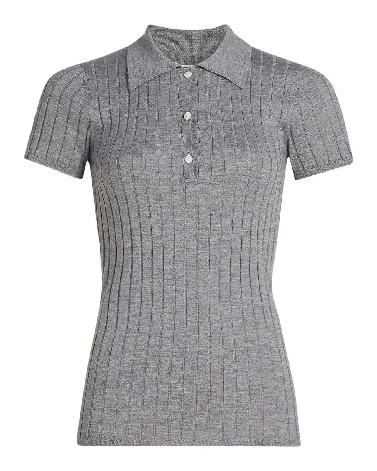 TOTEME Ribbed Cashmere Silk Polo Shirt