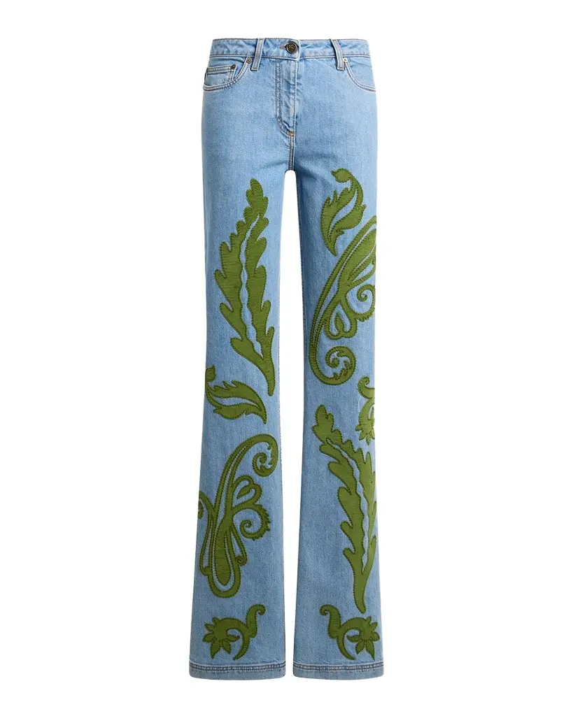 Etro Paisley Embroidered Bootcut Jeans | Image 1 Etro Paisley Embroidered Bootcut Jeans | Image 1