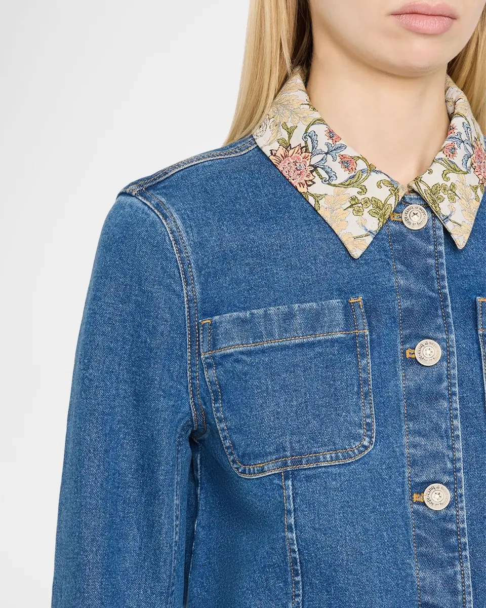 Cinq à Sept Dalton Floral-Collar Denim Jacket | Thumbnail 5 Cinq à Sept Dalton Floral-Collar Denim Jacket | Thumbnail 5