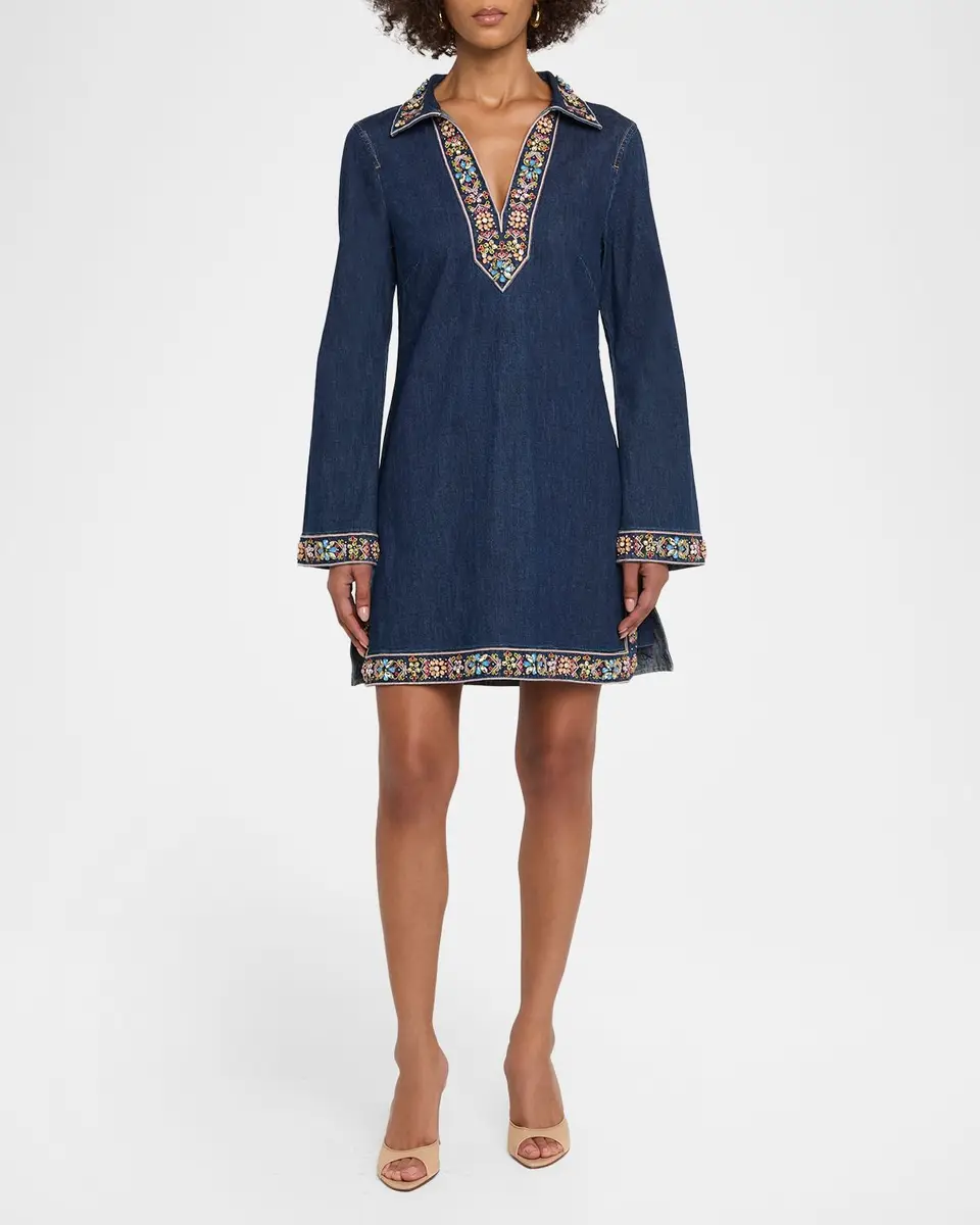 Cinq à Sept Pierson Embroidered Denim Mini Dress | Thumbnail 2 Cinq à Sept Pierson Embroidered Denim Mini Dress | Thumbnail 2