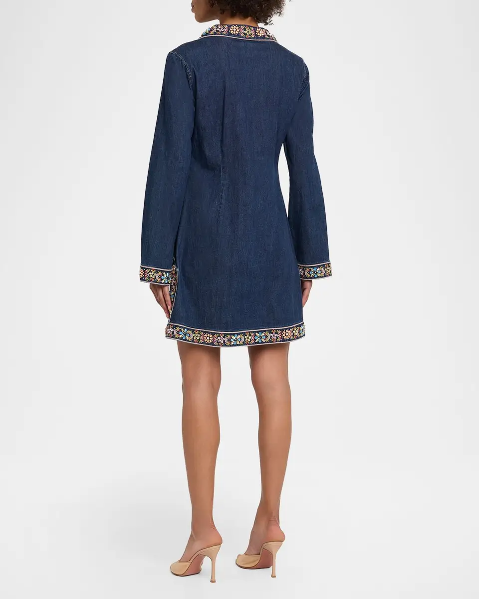 Cinq à Sept Pierson Embroidered Denim Mini Dress | Thumbnail 3 Cinq à Sept Pierson Embroidered Denim Mini Dress | Thumbnail 3