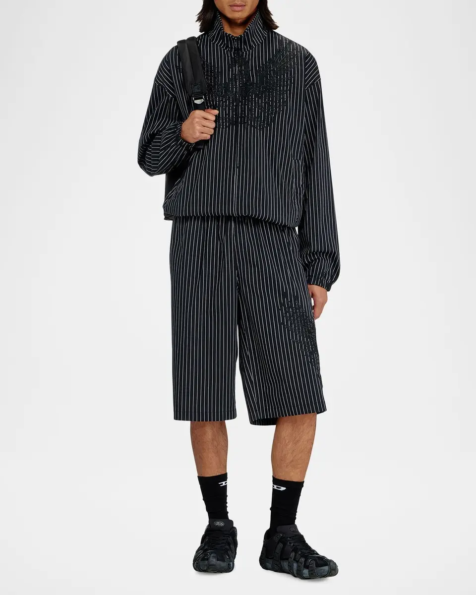 Diesel Men's Corsar Embroidered Phoenix Pinstripe Blouson | Thumbnail 2