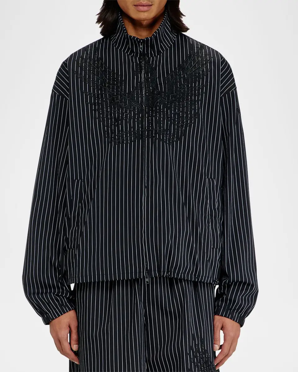 Diesel Men's Corsar Embroidered Phoenix Pinstripe Blouson | Thumbnail 4