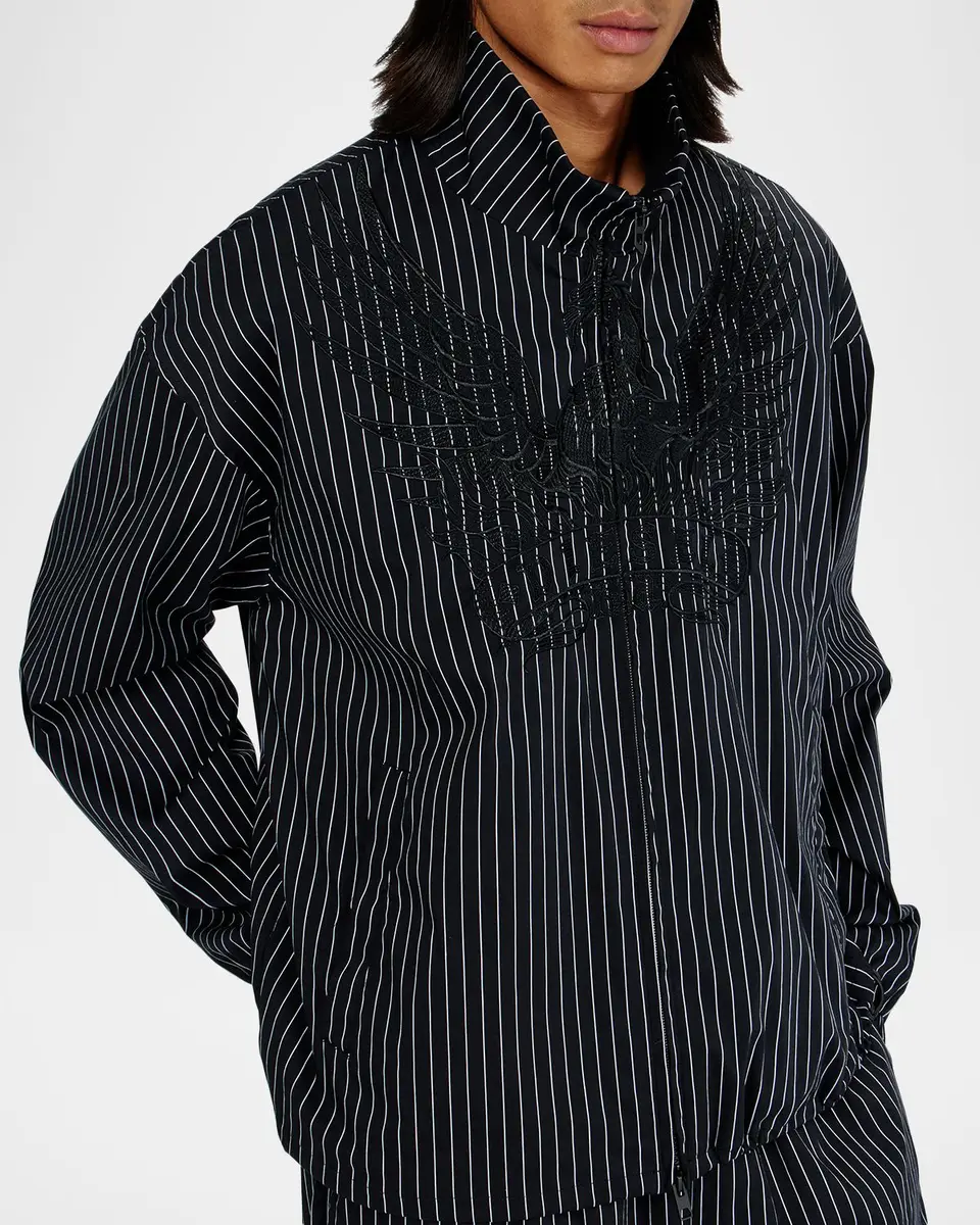Diesel Men's Corsar Embroidered Phoenix Pinstripe Blouson | Thumbnail 5