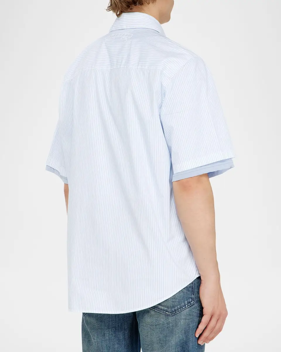 Diesel Men's Simply Stripe Phoenix-Embroidered Short-Sleeve Shirt | Thumbnail 3 Diesel Men's Simply Stripe Phoenix-Embroidered Short-Sleeve Shirt | Thumbnail 3