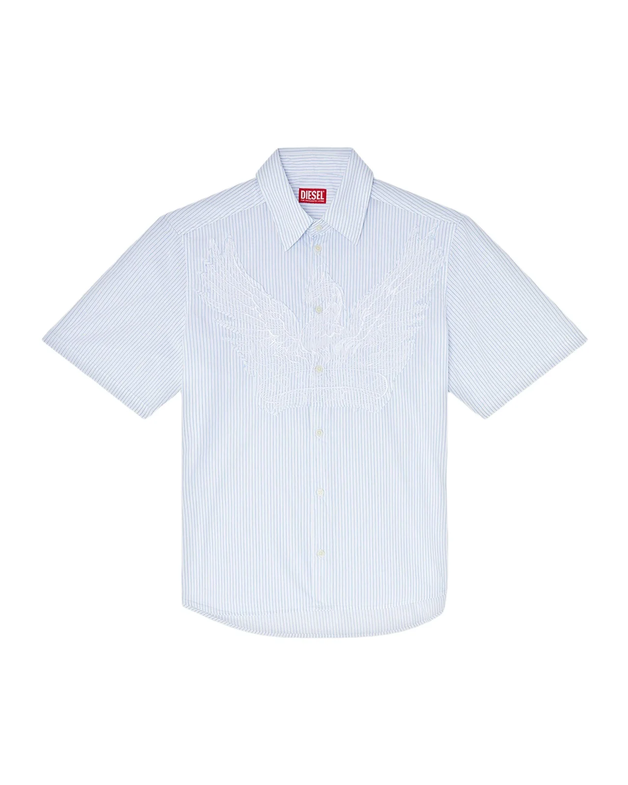 Men's Simply Stripe Phoenix-Embroidered Short-Sleeve Shirt Men's Simply Stripe Phoenix-Embroidered Short-Sleeve Shirt