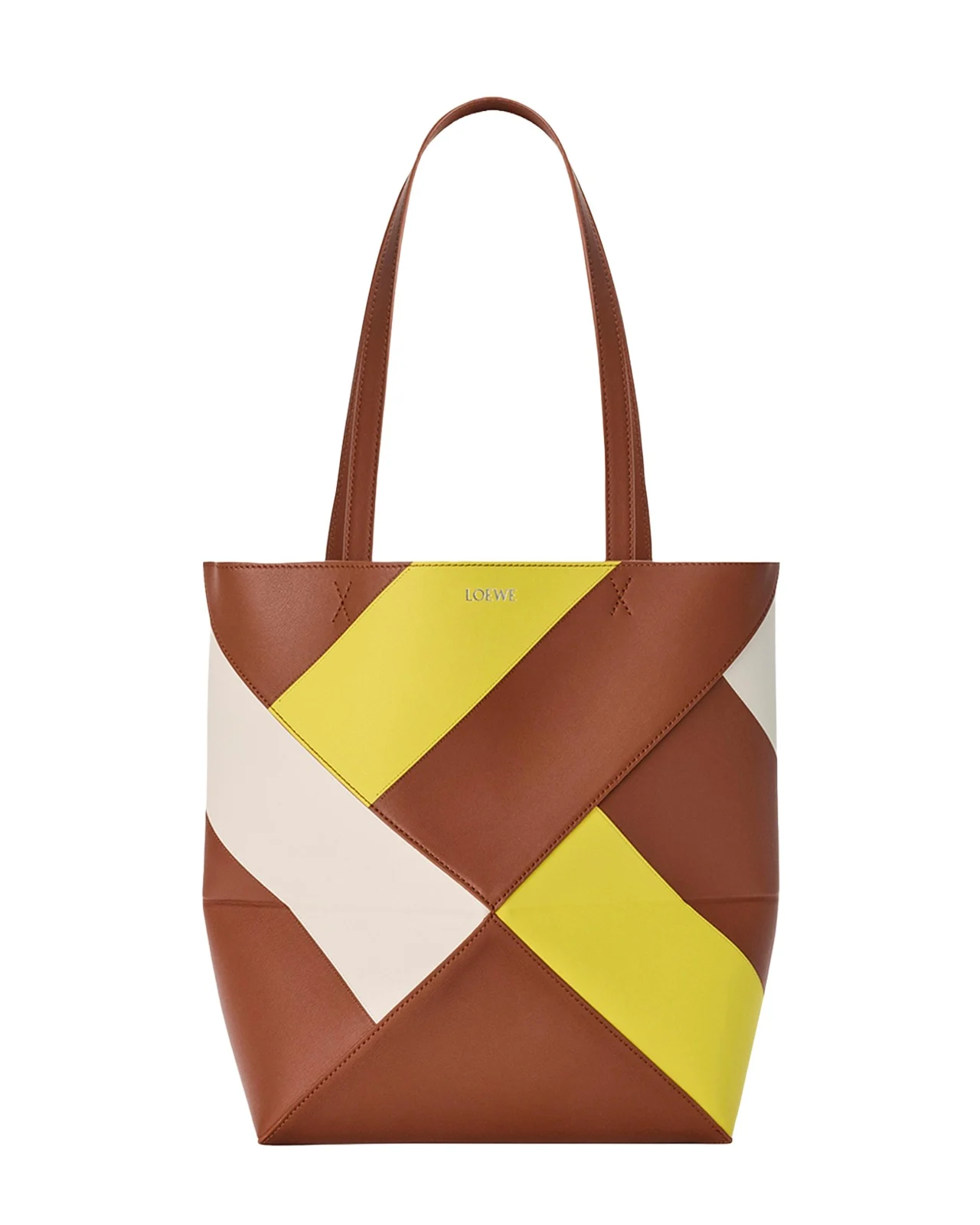 Puzzle Fold Geometric Colorblock Leather Tote Bag Puzzle Fold Geometric Colorblock Leather Tote Bag