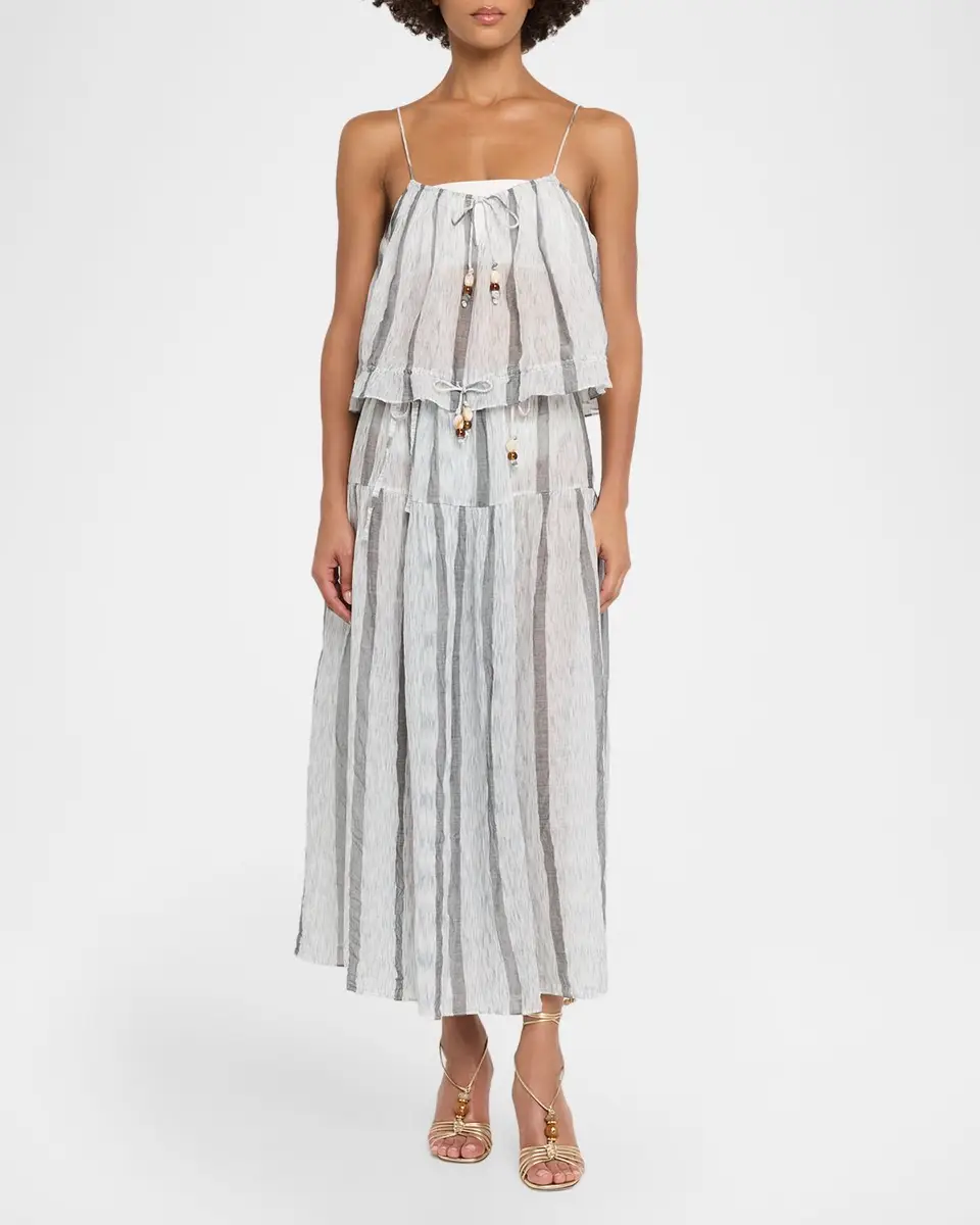 Ulla Johnson Almia Striped Midi Skirt Coverup | Thumbnail 2