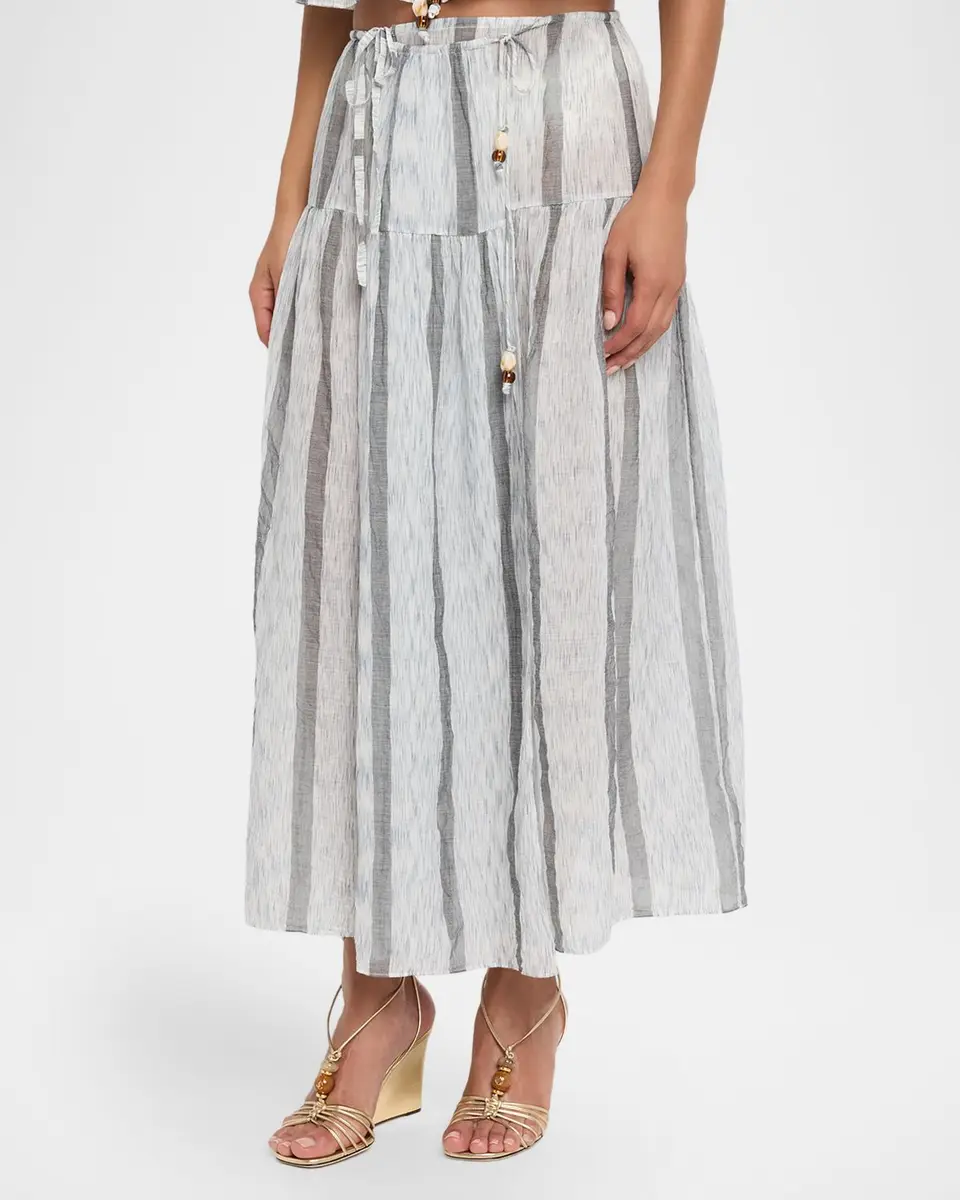 Ulla Johnson Almia Striped Midi Skirt Coverup | Thumbnail 4