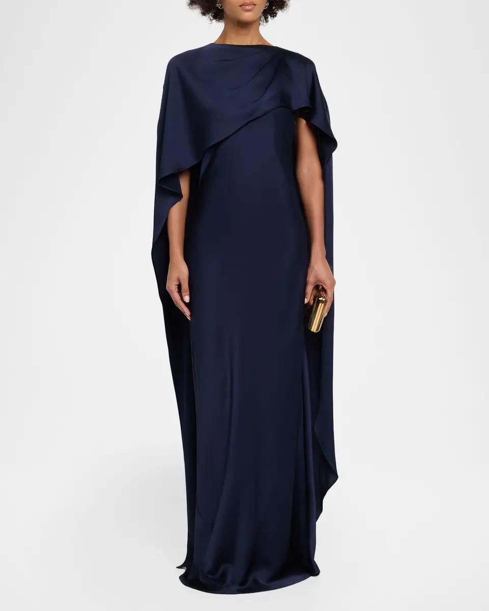 Simkhai Izel Satin Cape Dress | Thumbnail 2