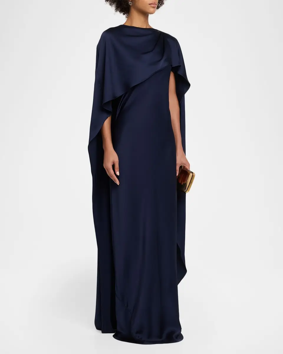 Simkhai Izel Satin Cape Dress | Thumbnail 4
