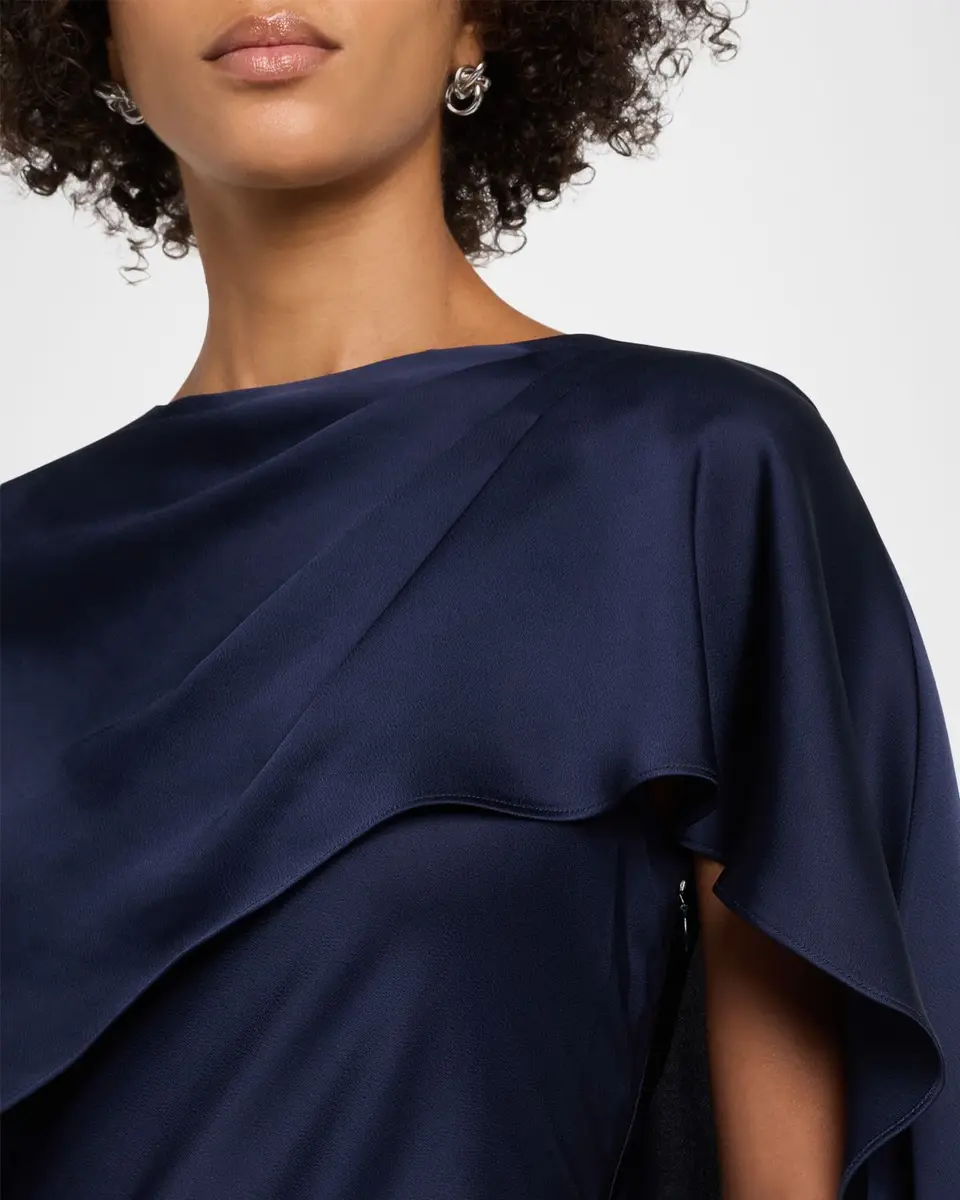 Simkhai Izel Satin Cape Dress | Thumbnail 5