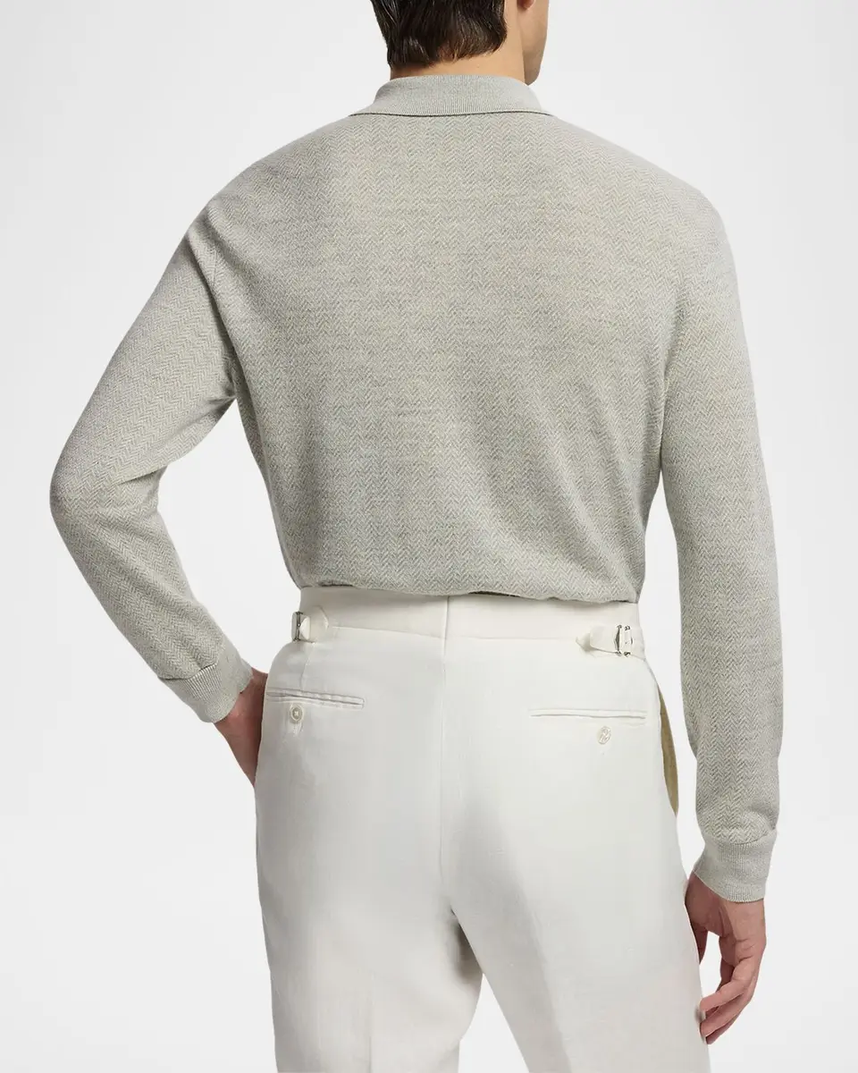 Ralph Lauren Purple Label Men's Cashmere-Linen Polo Sweater | Thumbnail 3 Ralph Lauren Purple Label Men's Cashmere-Linen Polo Sweater | Thumbnail 3