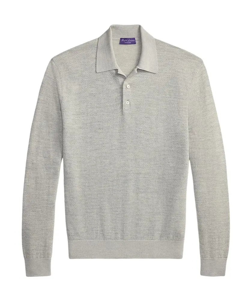 Ralph Lauren Purple Label Men's Cashmere-Linen Polo Sweater | Image 1 Ralph Lauren Purple Label Men's Cashmere-Linen Polo Sweater | Image 1