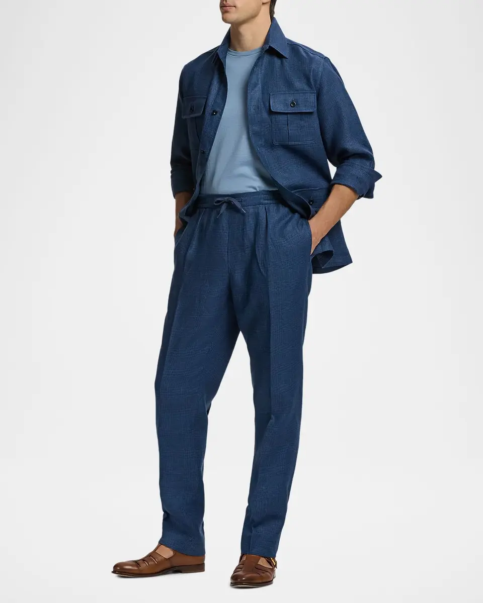 Ralph Lauren Purple Label Men's Hand-Tailored Plaid Linen Trousers | Thumbnail 2 Ralph Lauren Purple Label Men's Hand-Tailored Plaid Linen Trousers | Thumbnail 2