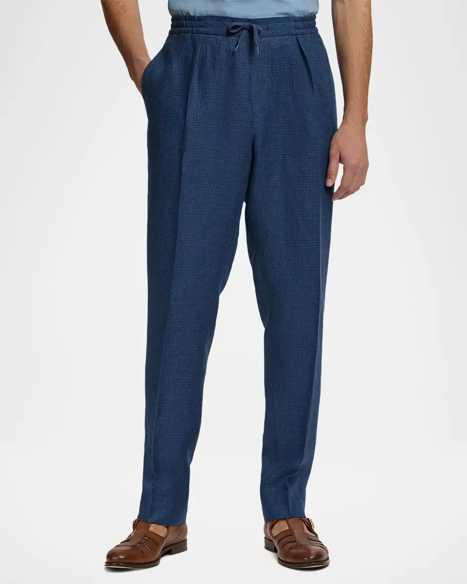 Ralph Lauren Purple Label Men's Hand-Tailored Plaid Linen Trousers | Thumbnail 4 Ralph Lauren Purple Label Men's Hand-Tailored Plaid Linen Trousers | Thumbnail 4