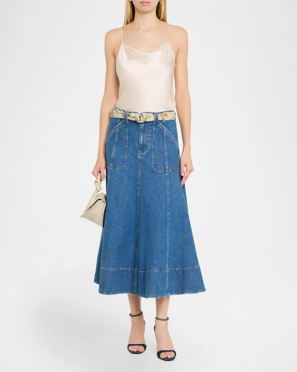 Cinq à Sept Benji Denim Midi Skirt | Thumbnail 2 Cinq à Sept Benji Denim Midi Skirt | Thumbnail 2