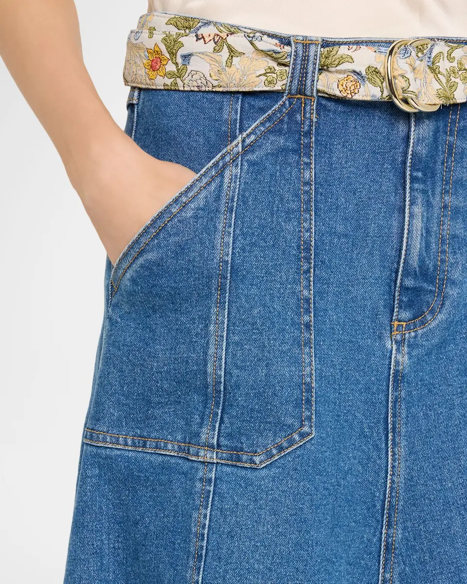 Cinq à Sept Benji Denim Midi Skirt | Thumbnail 5 Cinq à Sept Benji Denim Midi Skirt | Thumbnail 5