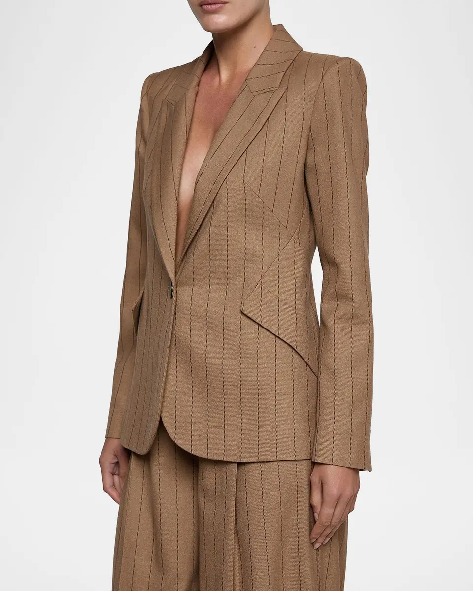 L'Agence Chamberlain Pinstriped Single-Breasted Blazer | Thumbnail 4 L'Agence Chamberlain Pinstriped Single-Breasted Blazer | Thumbnail 4