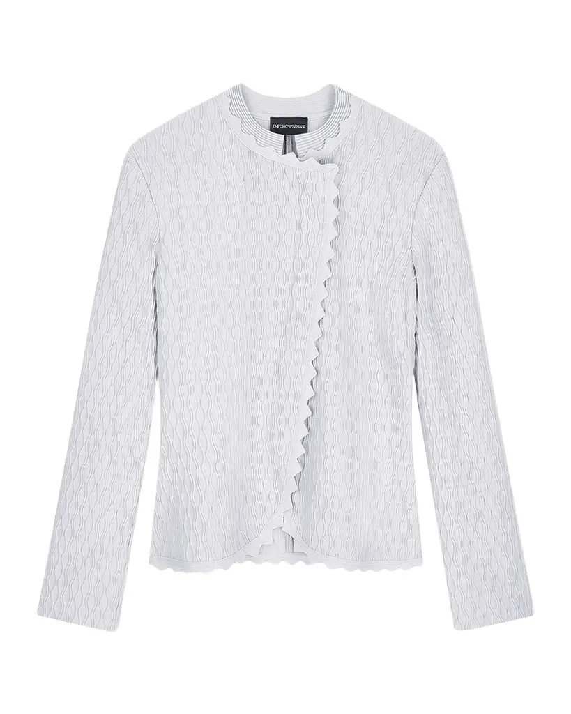 Emporio Armani Wavy Textured Double Ottoman Blazer | Image 1 Emporio Armani Wavy Textured Double Ottoman Blazer | Image 1