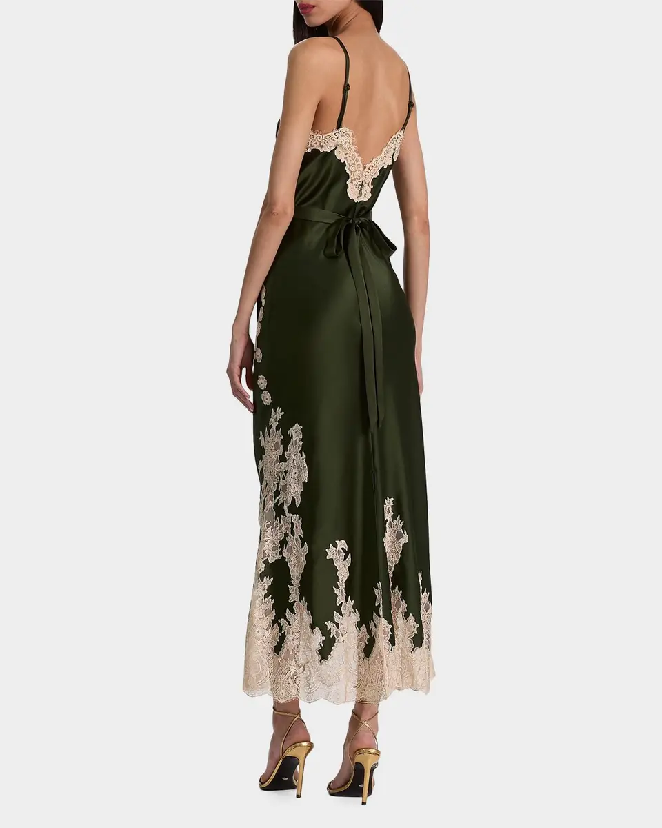 Alice + Olivia Julietta Cutaway Lace-Trim Satin Dress | Thumbnail 3 Alice + Olivia Julietta Cutaway Lace-Trim Satin Dress | Thumbnail 3