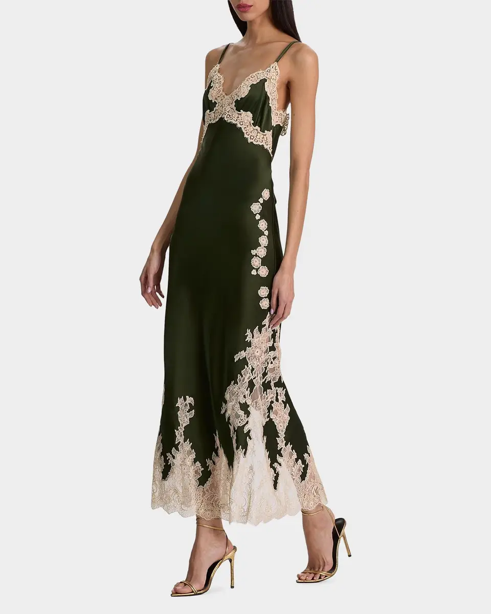 Alice + Olivia Julietta Cutaway Lace-Trim Satin Dress | Thumbnail 4 Alice + Olivia Julietta Cutaway Lace-Trim Satin Dress | Thumbnail 4