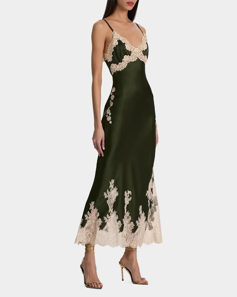 Alice + Olivia Julietta Cutaway Lace-Trim Satin Dress | Thumbnail 6 Alice + Olivia Julietta Cutaway Lace-Trim Satin Dress | Thumbnail 6