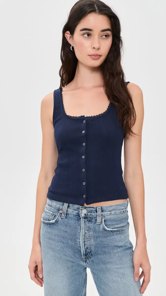 GOOD AMERICAN The Pointelle Button Down Tank | Thumbnail 2 GOOD AMERICAN The Pointelle Button Down Tank | Thumbnail 2