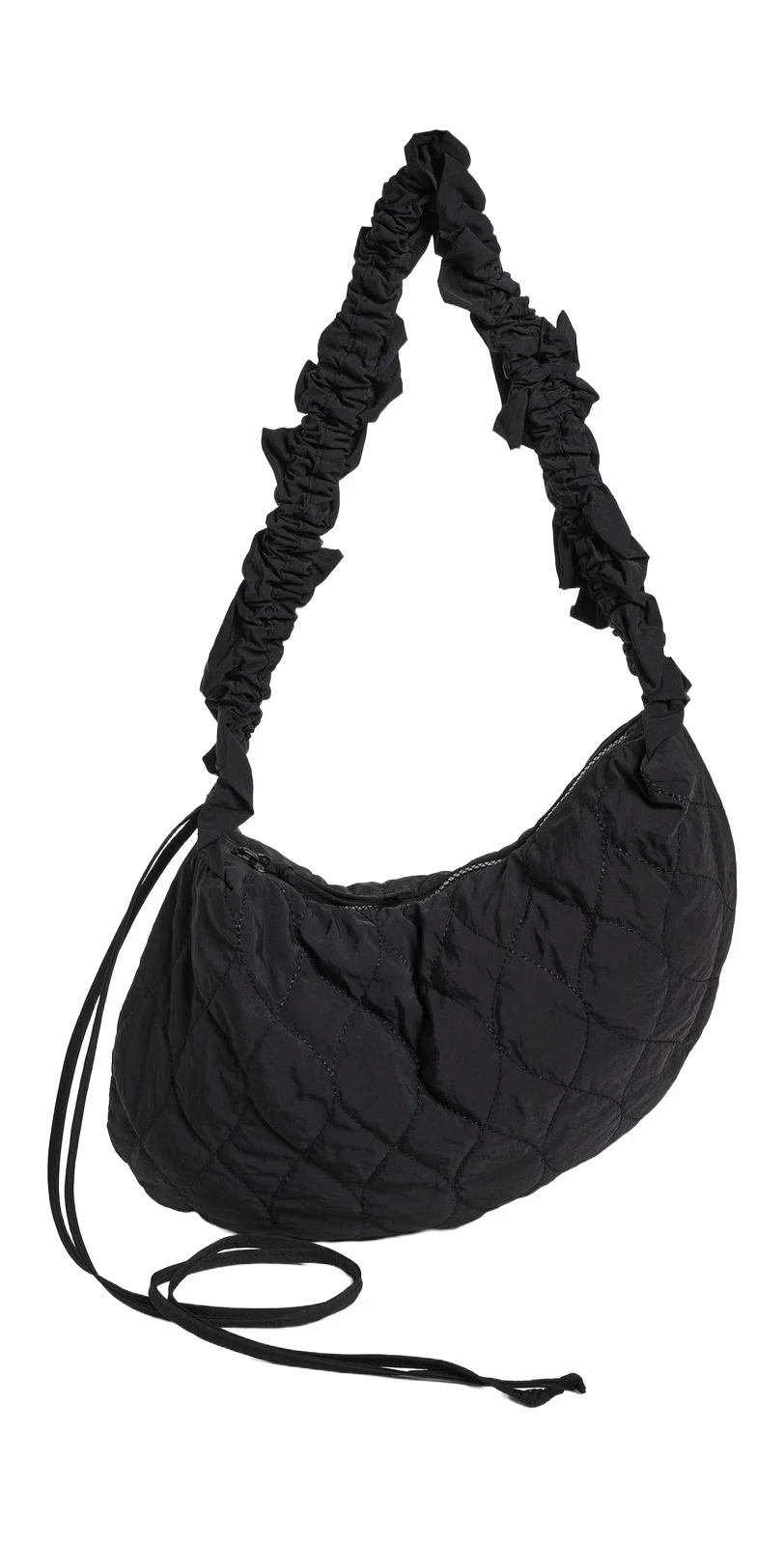 Damson Madder Embroidered Rose Ruched Kidney Bag