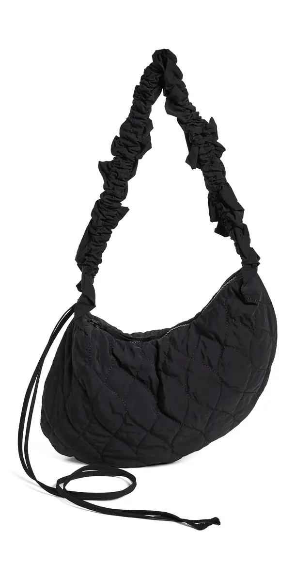 Damson Madder Embroidered Rose Ruched Kidney Bag | Image 1 Damson Madder Embroidered Rose Ruched Kidney Bag | Image 1