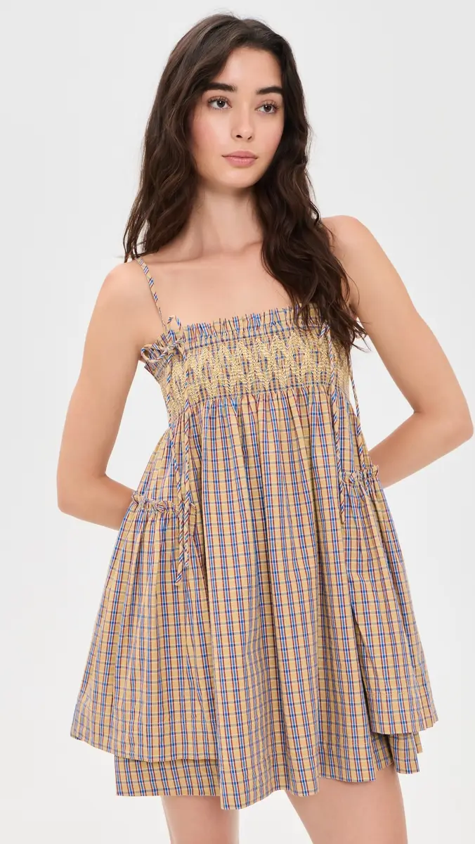 Damson Madder Marmalade Check Lilo Mini Dress | Thumbnail 2 Damson Madder Marmalade Check Lilo Mini Dress | Thumbnail 2