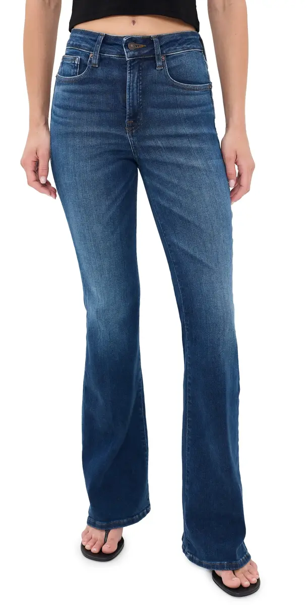 Good American Soft Tech Flare Good Legs Jeans Indigo33 | Image 1 Good American Soft Tech Flare Good Legs Jeans Indigo33 | Image 1