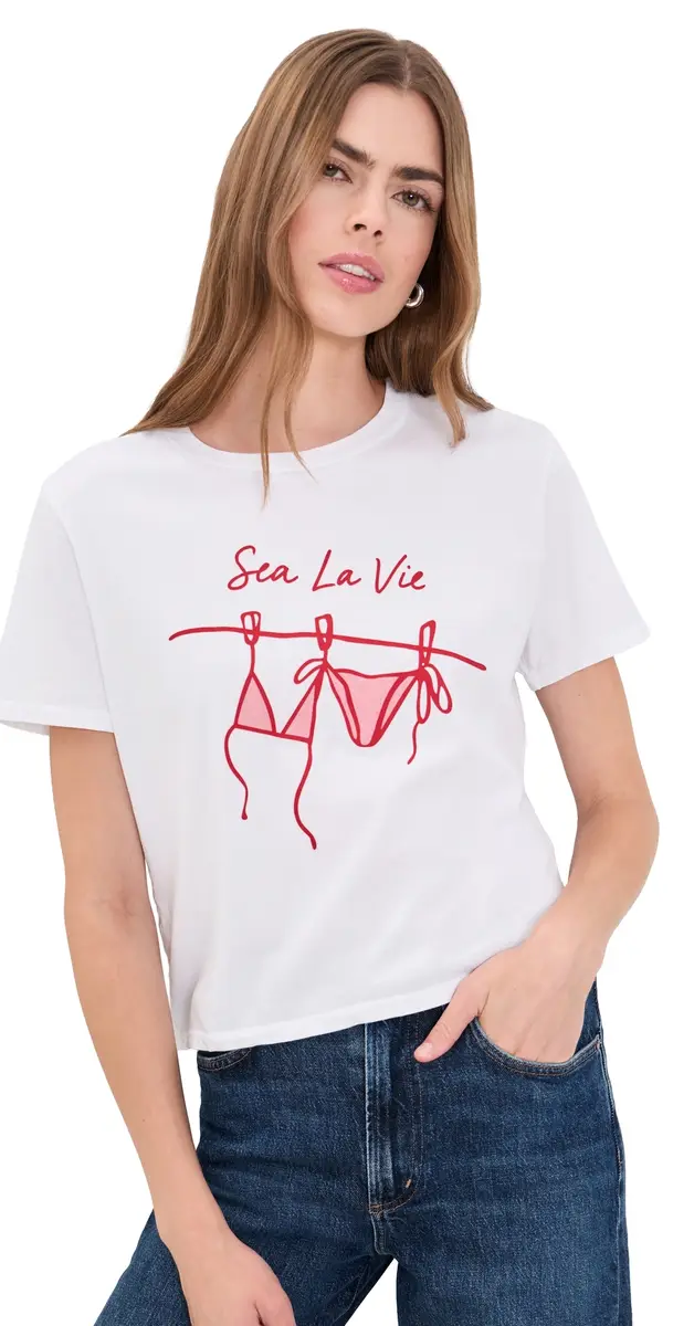 Sunny Somewhere Sea La Vie Everyday Tee White S | Image 1 Sunny Somewhere Sea La Vie Everyday Tee White S | Image 1