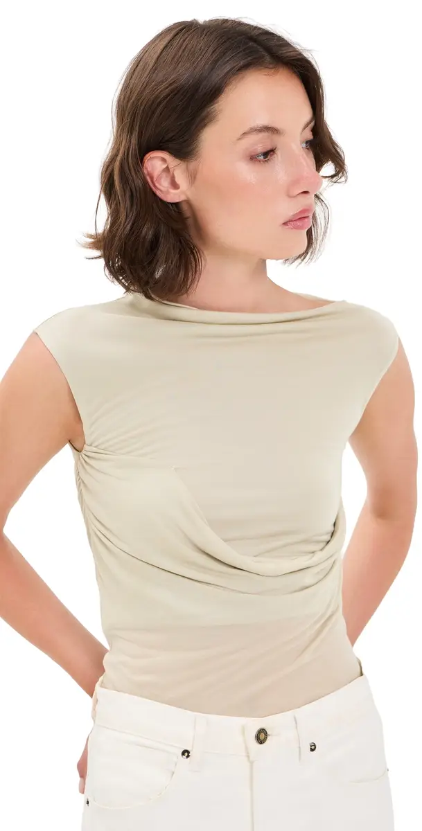 Paris Georgia Elemental Draped Top Putty | Image 1 Paris Georgia Elemental Draped Top Putty | Image 1