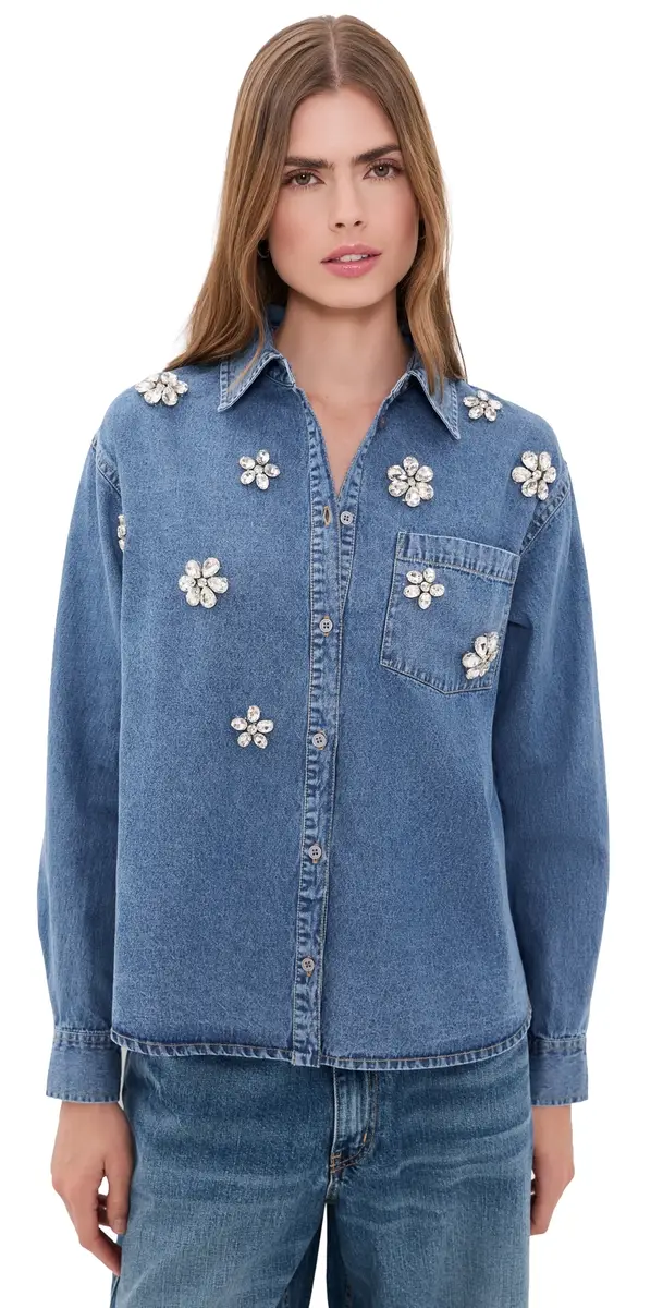 Essentiel Antwerp Konnection Rhinestone Shirt Aquamarine | Image 1 Essentiel Antwerp Konnection Rhinestone Shirt Aquamarine | Image 1