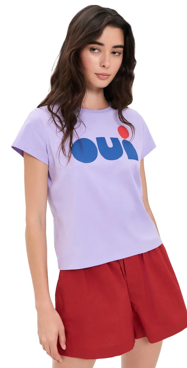 Clare V. Clare V. Out Oui Classic Tee Jacaranda S | Image 1 Clare V. Clare V. Out Oui Classic Tee Jacaranda S | Image 1