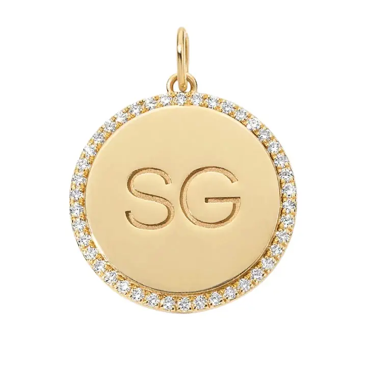 Stephanie Gottlieb "SG" Large Bubble with Pave Outline Necklace | Image 1 Stephanie Gottlieb "SG" Large Bubble with Pave Outline Necklace | Image 1