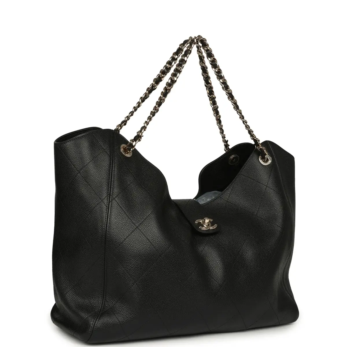 Chanel Chanel Maxi Shopping Bag Black Grained Calfskin Gold Hardware | Thumbnail 2