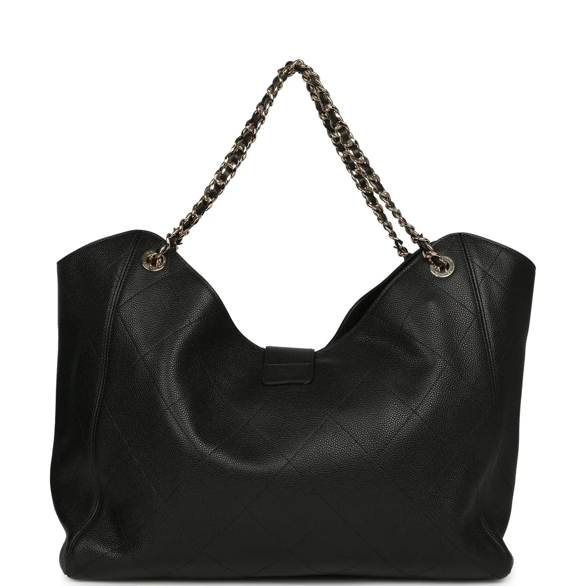Chanel Chanel Maxi Shopping Bag Black Grained Calfskin Gold Hardware | Thumbnail 4