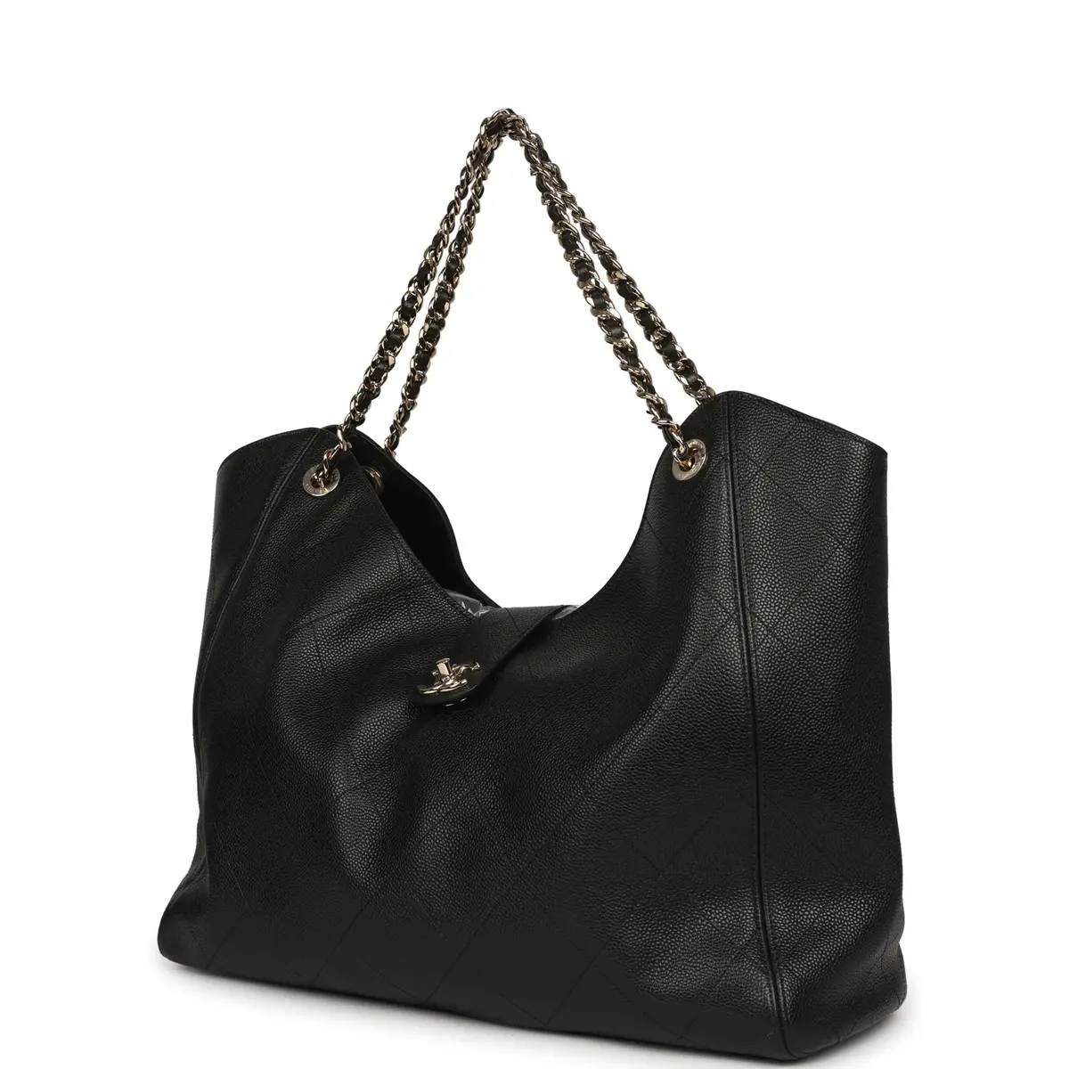 Chanel Chanel Maxi Shopping Bag Black Grained Calfskin Gold Hardware | Thumbnail 5