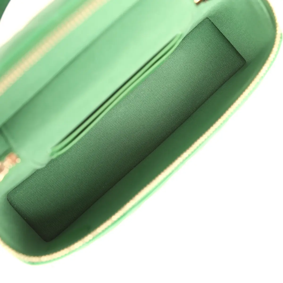 Chanel Chanel Top Handle Long Vanity Case with Chain Green Lambskin Light Gold Hardware | Thumbnail 8 Chanel Chanel Top Handle Long Vanity Case with Chain Green Lambskin Light Gold Hardware | Thumbnail 8