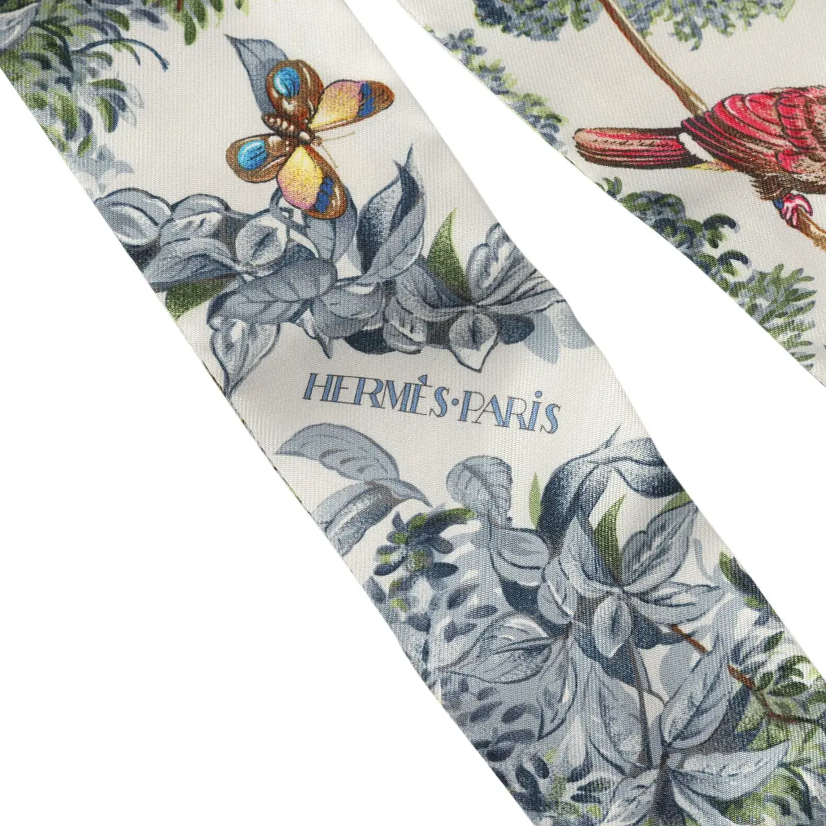 HERMÈS Hermes "Equateur" Gris Perle, Jaune, Vert Silk Twilly Pair | Thumbnail 3 HERMÈS Hermes "Equateur" Gris Perle, Jaune, Vert Silk Twilly Pair | Thumbnail 3