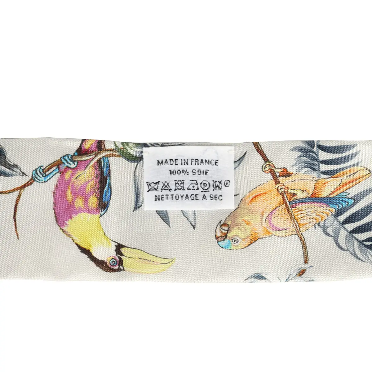 HERMÈS Hermes "Equateur" Gris Perle, Jaune, Vert Silk Twilly Pair | Thumbnail 5 HERMÈS Hermes "Equateur" Gris Perle, Jaune, Vert Silk Twilly Pair | Thumbnail 5