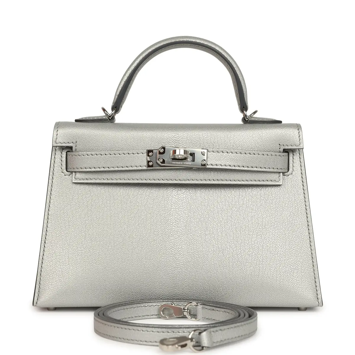 Hermes Kelly Sellier 20 Argent Chevre Chamkilight Palladium Hardware Hermes Kelly Sellier 20 Argent Chevre Chamkilight Palladium Hardware