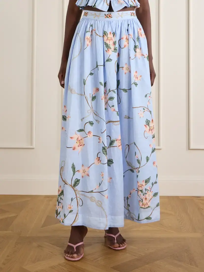 Agua by Agua Bendita Tangelo Embroidered Floral-print Linen Maxi Skirt | Thumbnail 5 Agua by Agua Bendita Tangelo Embroidered Floral-print Linen Maxi Skirt | Thumbnail 5