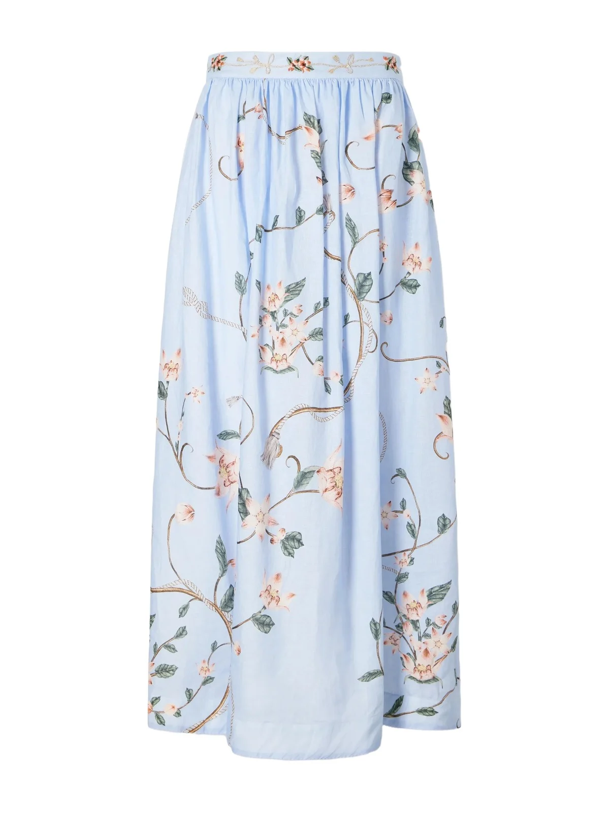 Tangelo Embroidered Floral-print Linen Maxi Skirt Tangelo Embroidered Floral-print Linen Maxi Skirt